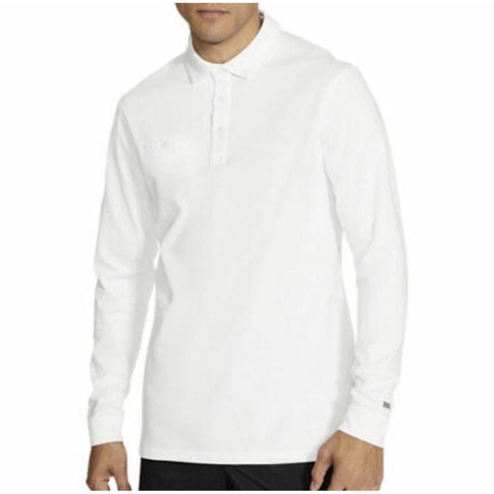 Nike Mens Dry Fit Player Long Sleeve White Golf Polo Men Size Large CK5907-100
